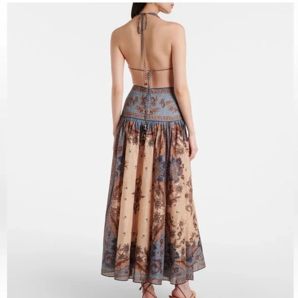 New Zimmermann Ascension Plunge Halter Maxi Dress Size 0 - Picture 4 of 15